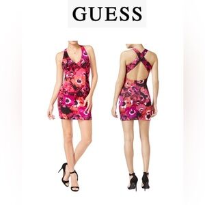 Guess Backless Floral Dress - Pink and Red NWT